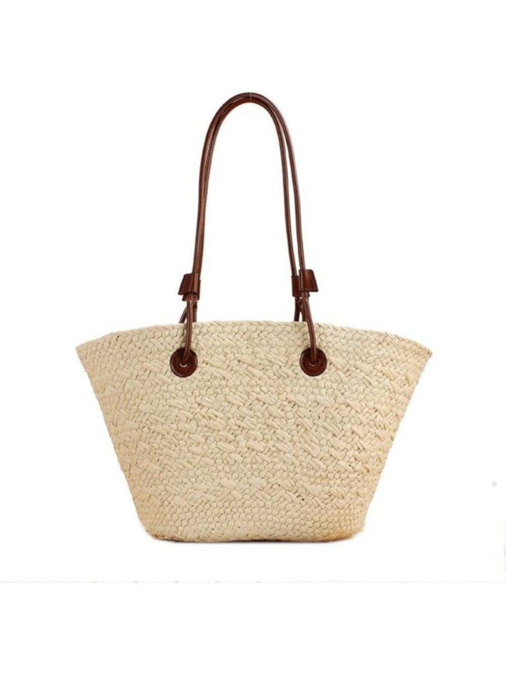 Handmade Woven Straw Tote Bag - Large Summer Beach Shoulder Purse for Women